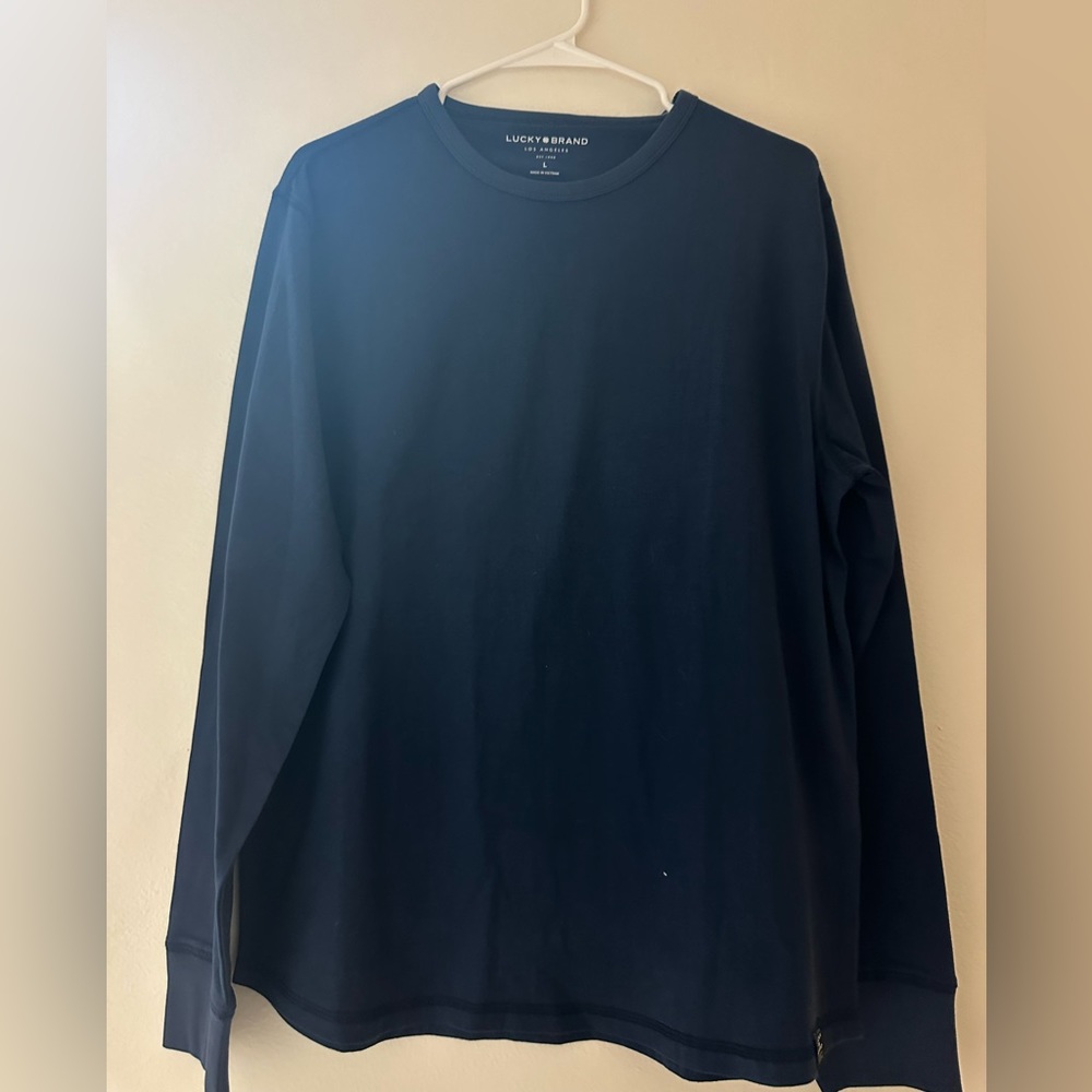Lucky brand navy blue long sleeve crew neck